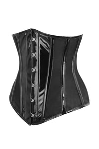 Corset Story BC-019 Black PVC Underbust Corset with Side Mesh Panels