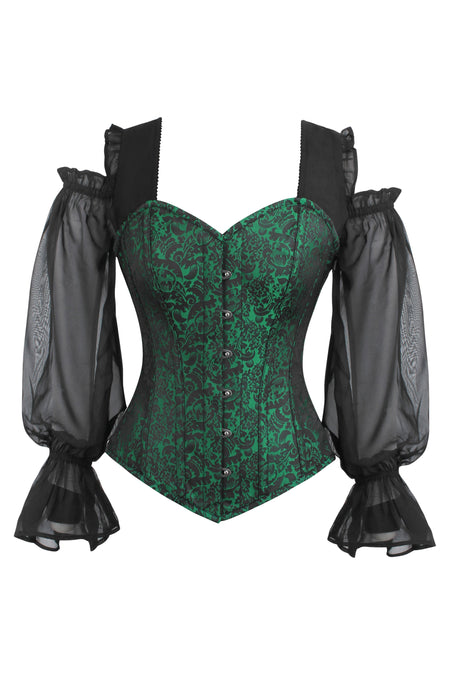 Elevate your style with Osa's metallic green and gold corset top