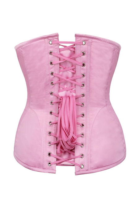 corset underbust C215 in pink satin edged with black - Boho-Chic Clothing