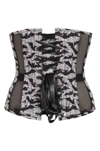 Gothic Mesh Panelled Corset with Bat Print