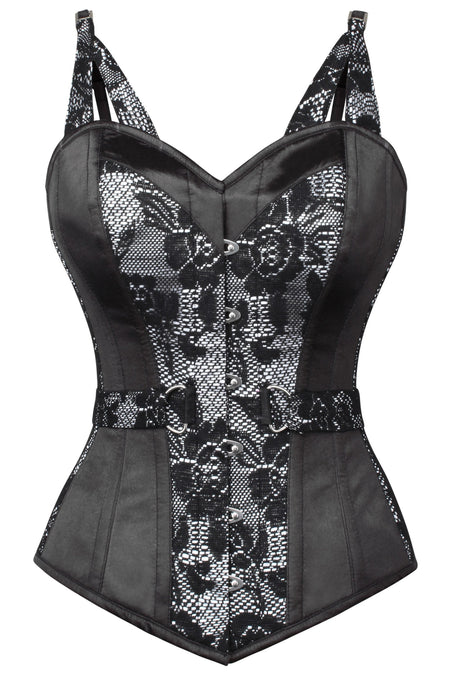 97.25]Gothic Vampire Black and Wine Red Birdcage Skirt and Bustier Corset  Set
