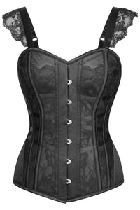 Black High Back Underbust Corset With Straps 