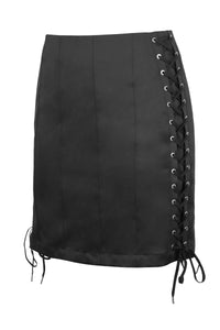 Edith Black Satin Corset Inspired Skirt