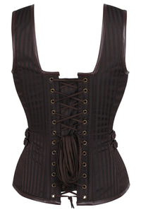 Brown Jacquard Steampunk Corset