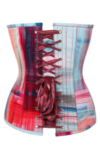 Corset Story MY-622 Abstract Red and Blue Brushstroke Overbust Corset