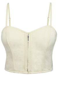 Corset Story SC-045 Delia Lemon Sorbet Cotton Cropped Corset with Spaghetti Straps