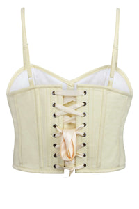Corset Story SC-045 Delia Lemon Sorbet Cotton Cropped Corset with Spaghetti Straps