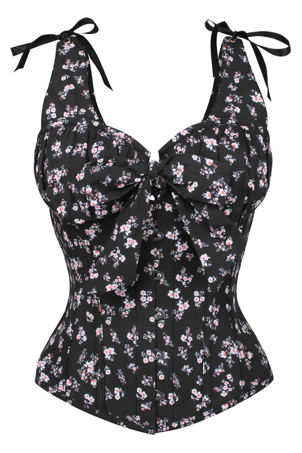 Ditsy Floral Printed Cotton Overbust Corset