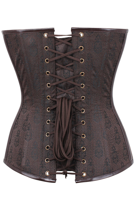 Womens Faux Leather Steampunk Sexy Corset Belt Bustier(2XL, Brown +Coffee)  at  Women's Clothing store