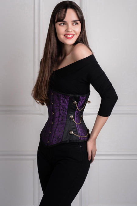 Corset Story A3506 Black Leather Look PU Underbust With Halter Strap